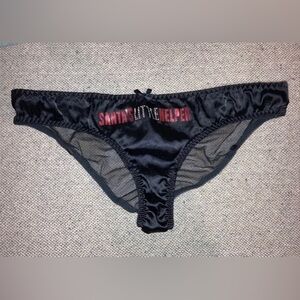 Victoria’s Secret Santa’s Little Helper Satin Sheer Mesh Sissy Thong Panties L